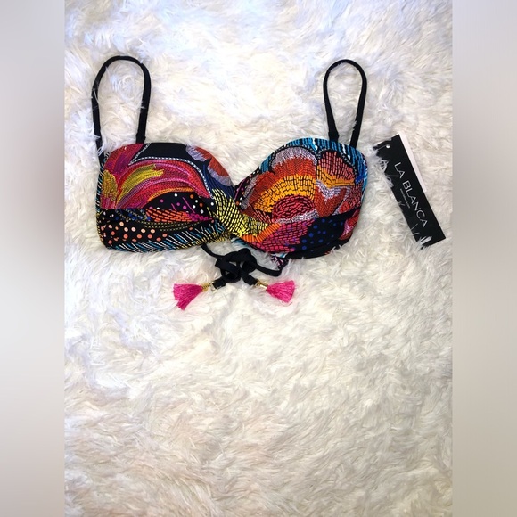 La Blanca Colorful Patterned Bandeau Bikini Top size 6 - Picture 6 of 16